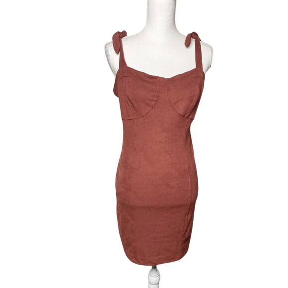Intimately Free People Something Bout You Mini Dress Womens Large Ribbed Orange - Picture 2 of 11
